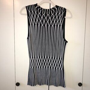 White House Black Market Geometric Knit Sleeveless Sweater